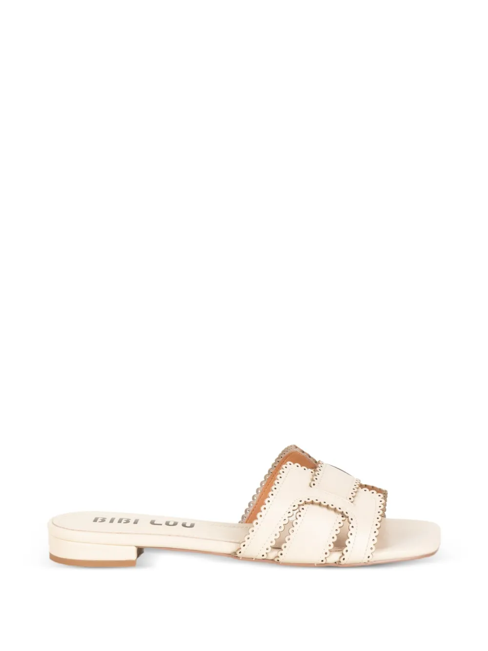Bibi Lou Holly scalloped cut-out flat sandals Beige