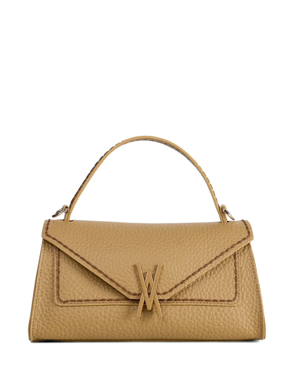 VISONA` grainy-leather whipstitch-trim tote bag - Toni neutri
