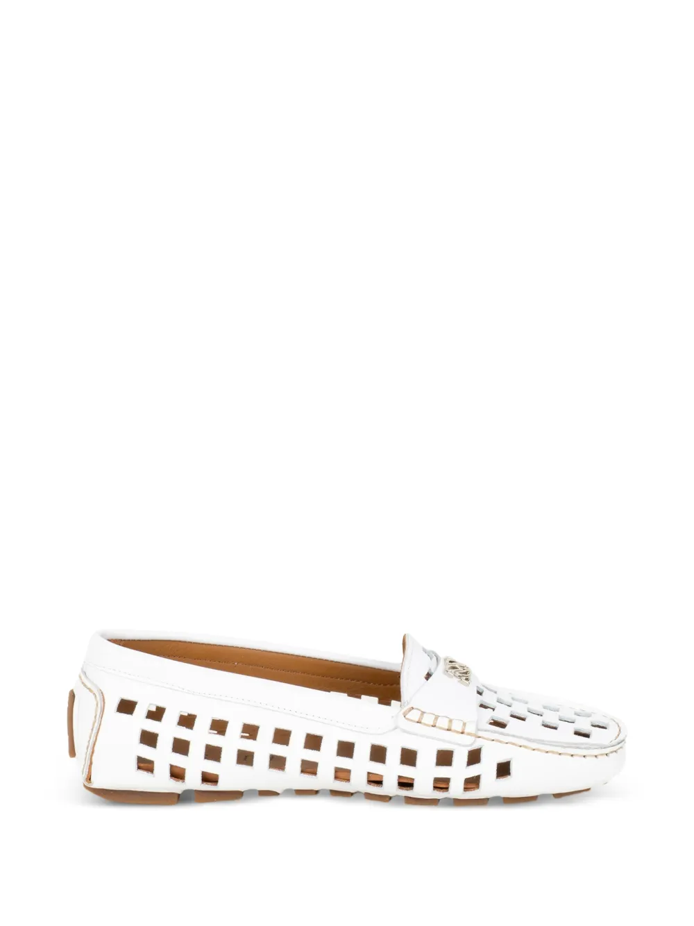 Casadei cut-out logo-plaque loafers Wit