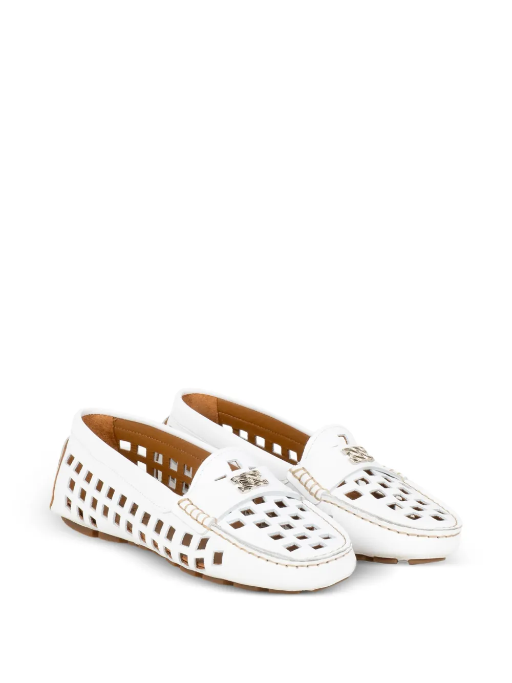 Casadei cut-out logo-plaque loafers Wit