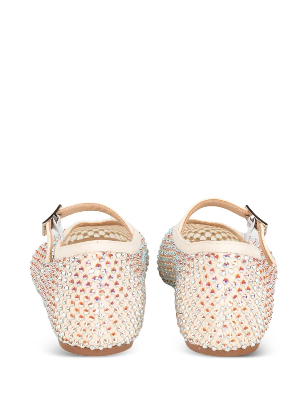 Le Silla Gilda crystal-embellished mesh ballet flats Beige