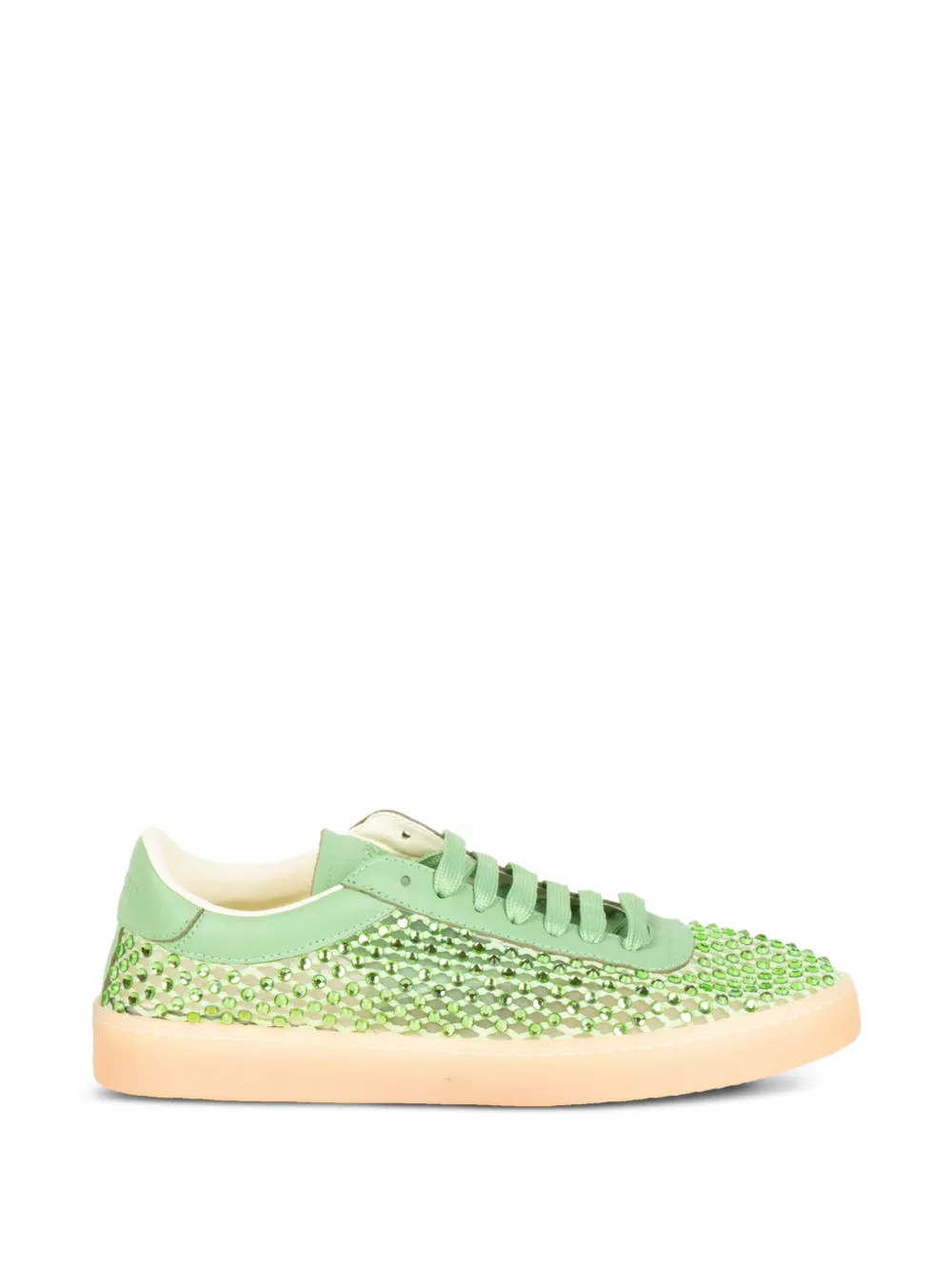 Back 70 Smart Strass Embellished Leather Sneakers In Green