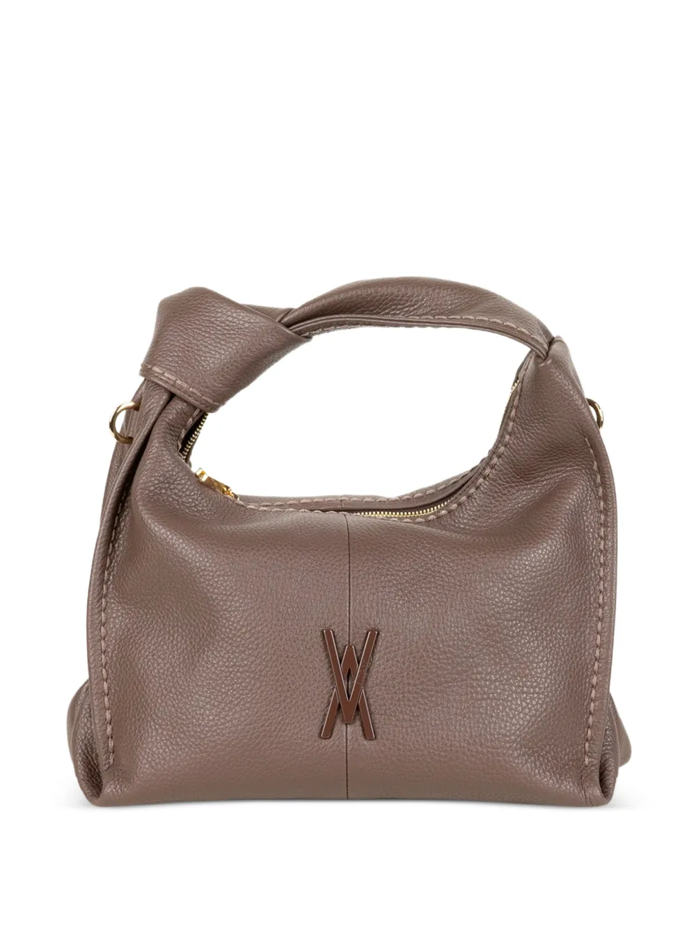 VISONA` knotted-handle grained-leather clutch bag - Toni neutri