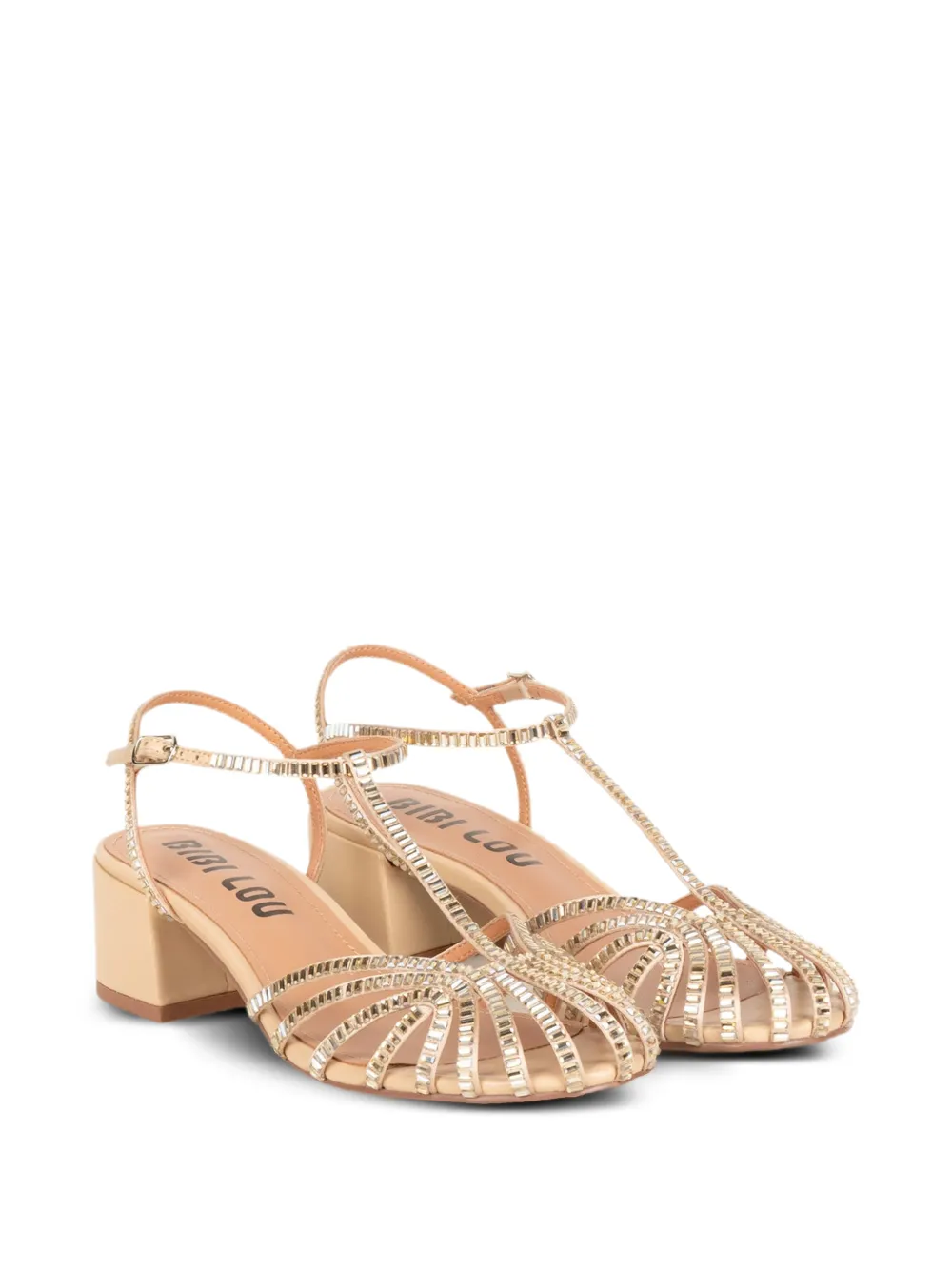 Bibi Lou Serabi crystal-embellished cage sandals Beige