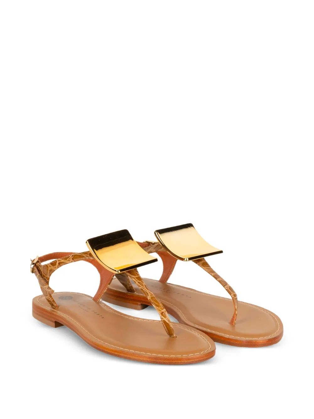 Roberto Festa croc-effect plaque sandals Bruin