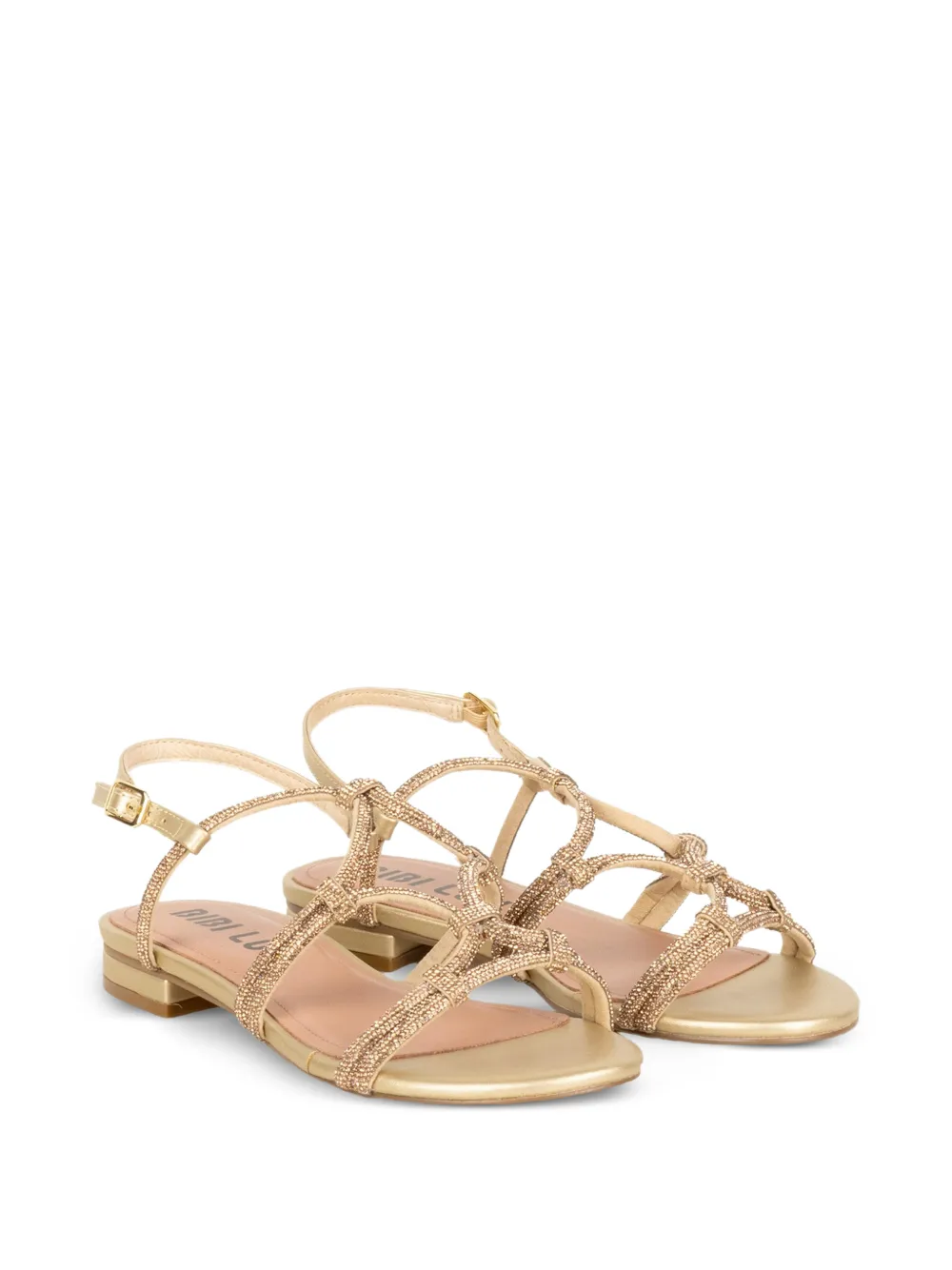 Bibi Lou Quail gekooide sandalen verfraaid met kristallen Goud