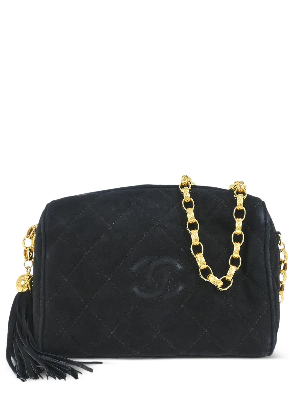 CHANEL Pre-Owned 1992 mini quilted tassel camera cross body bag - Black