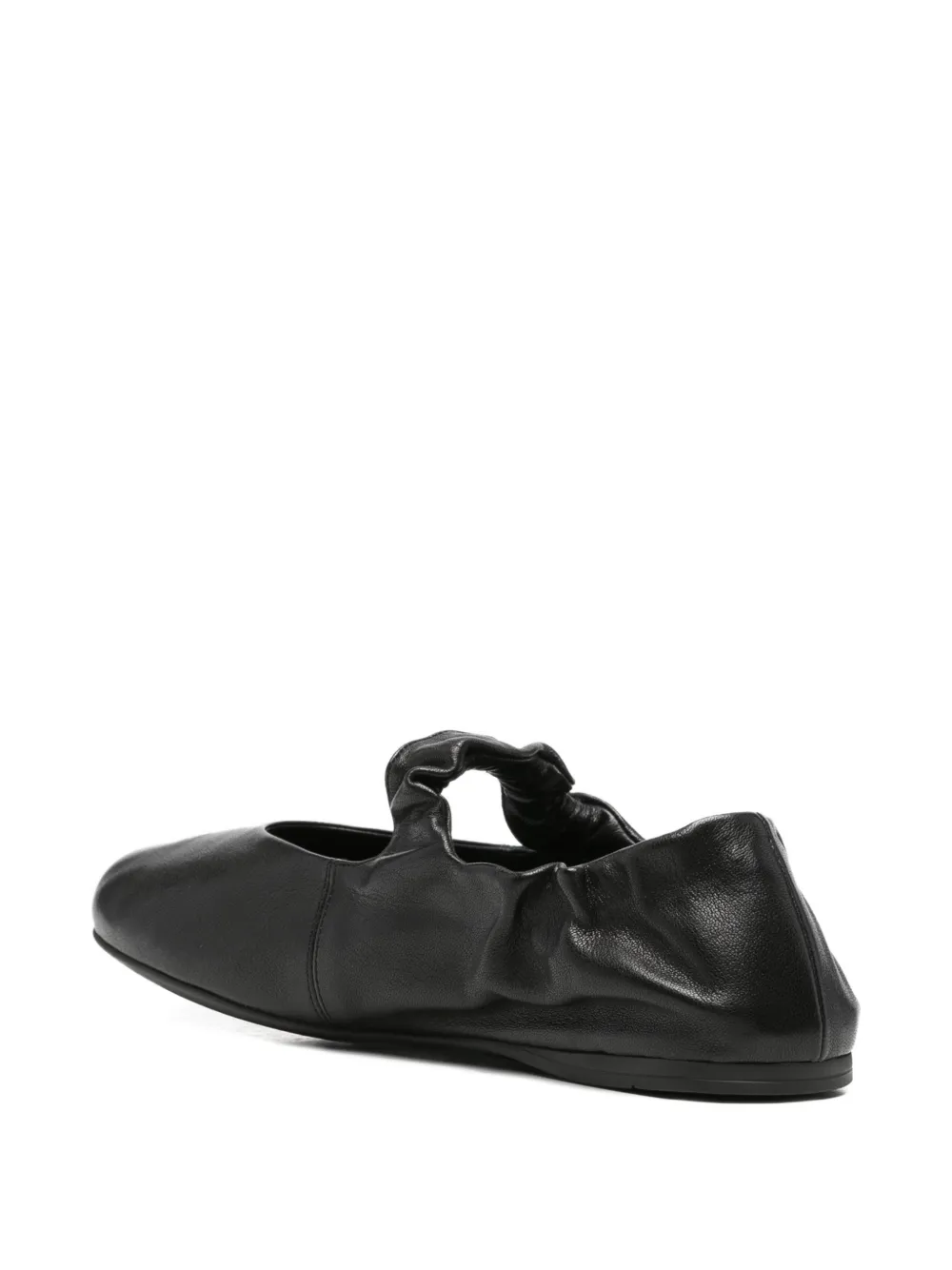 Miu ruched leather ballet flats Zwart