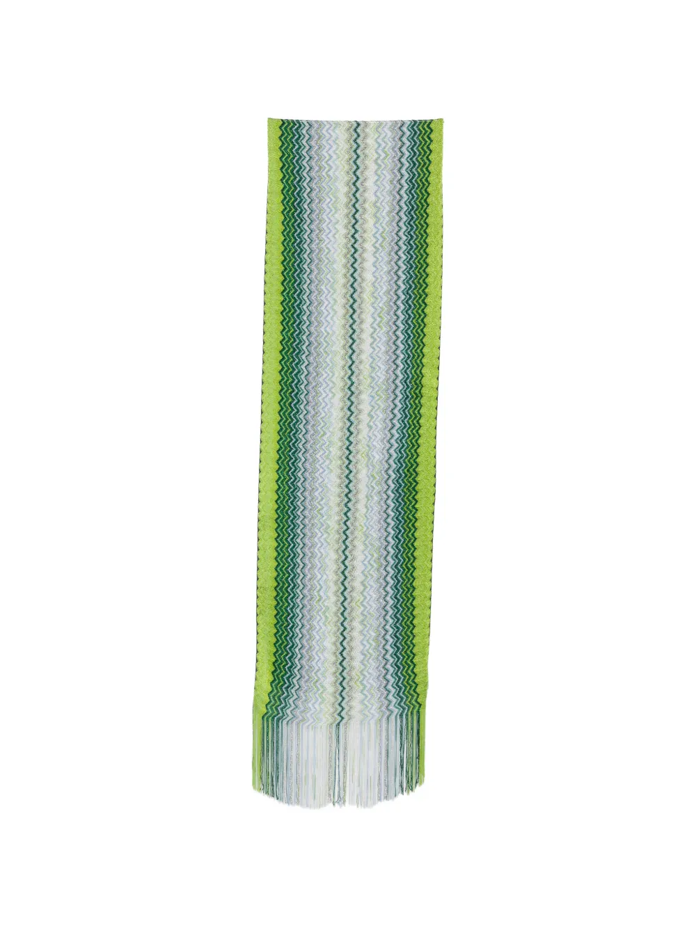 Missoni zigzag-knit fringed scarf - Verde