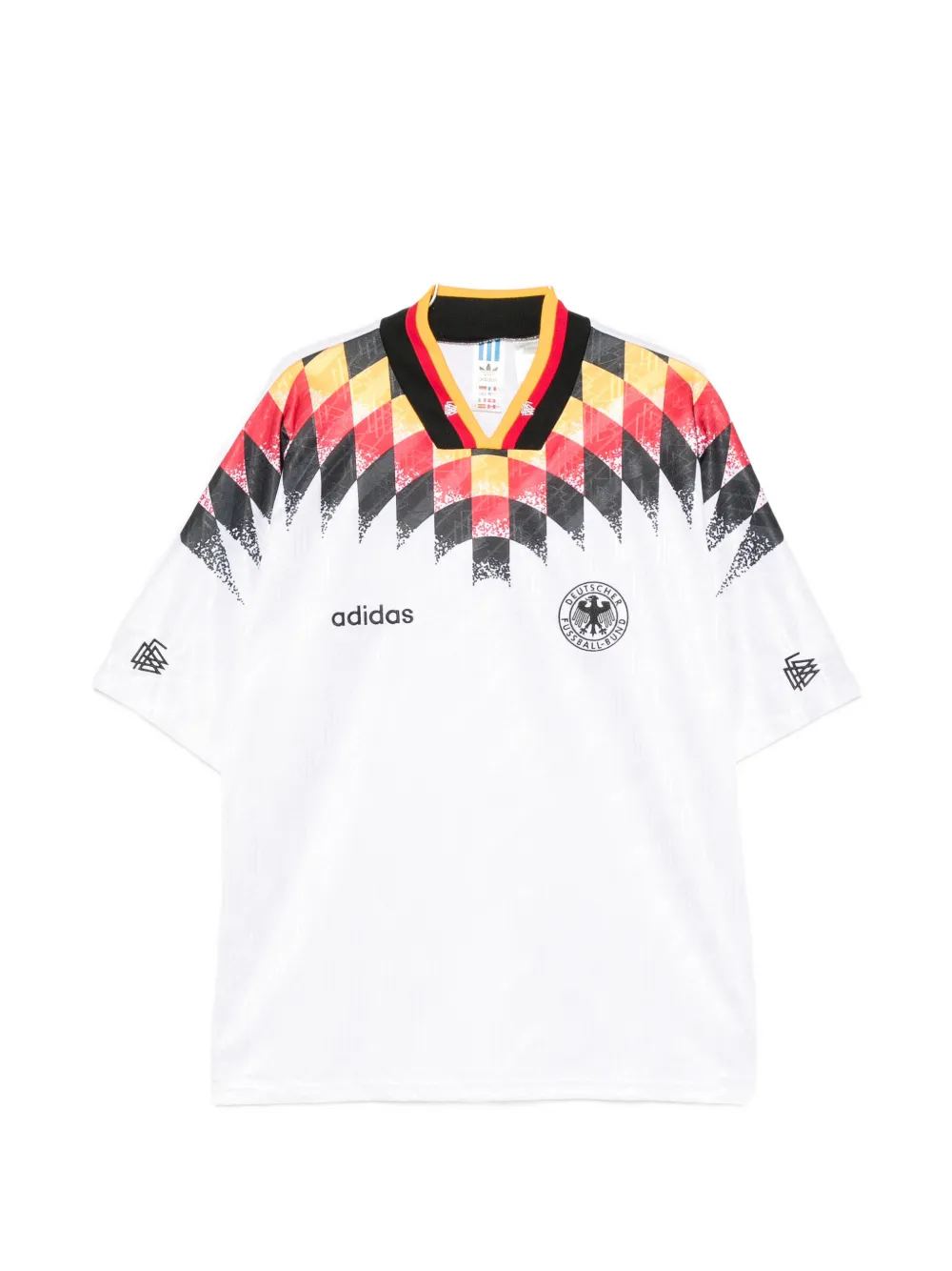 adidas diamond-print V-neck T-shirt - Weiß