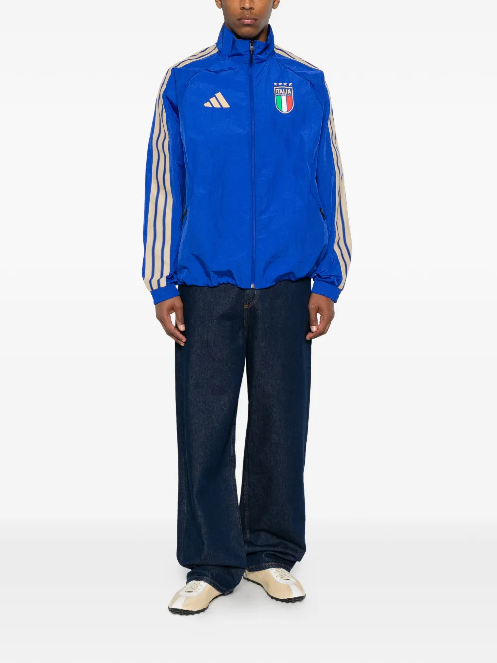 adidas Gestreepte jack Blauw