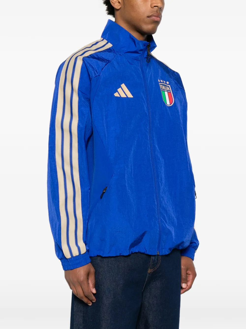 adidas Gestreepte jack Blauw