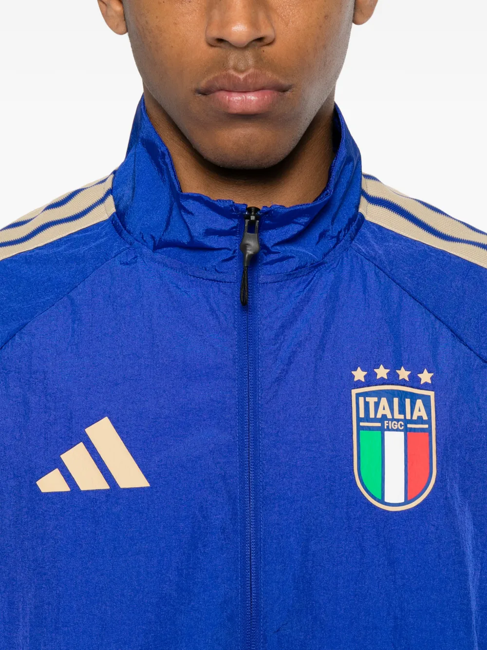 adidas Gestreepte jack Blauw