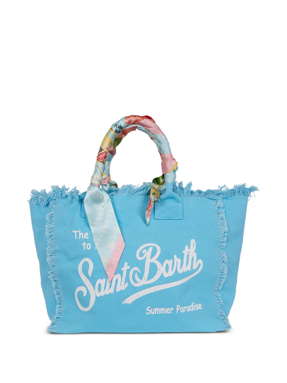 MC2 Saint Barth Vanity shopper verfraaid met sjaal en franje Blauw