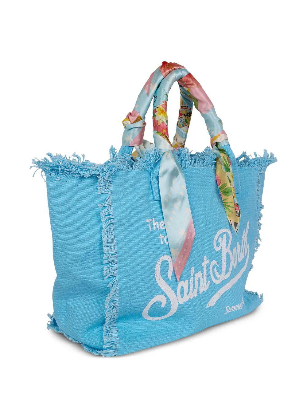 MC2 Saint Barth Vanity shopper verfraaid met sjaal en franje Blauw