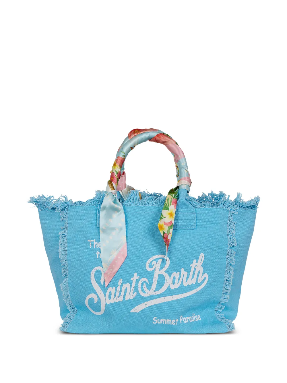 MC2 Saint Barth Vanity shopper verfraaid met sjaal en franje Blauw