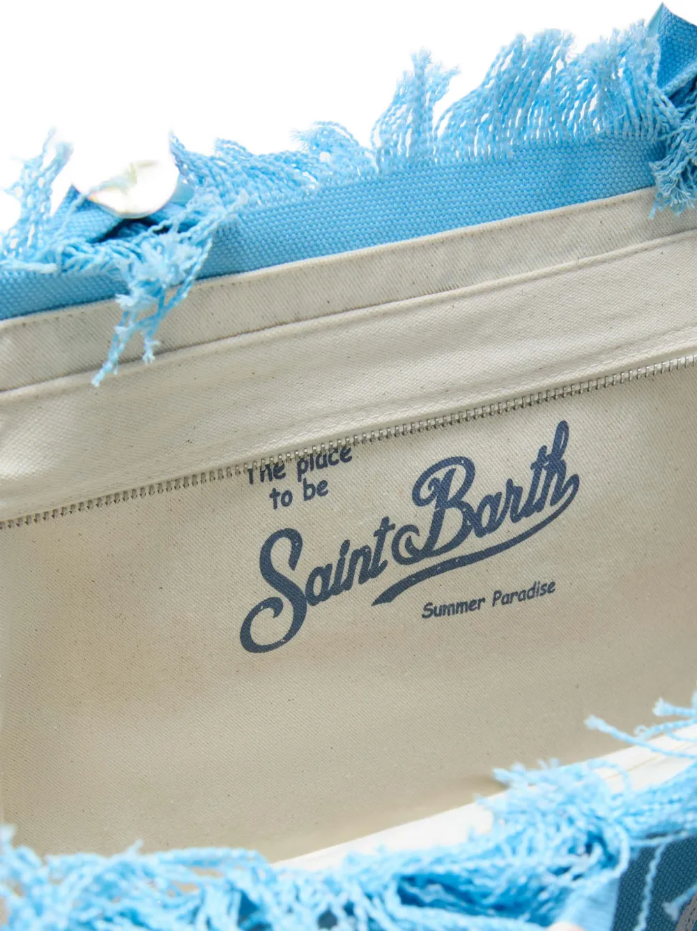 MC2 Saint Barth Vanity shopper verfraaid met sjaal en franje Blauw