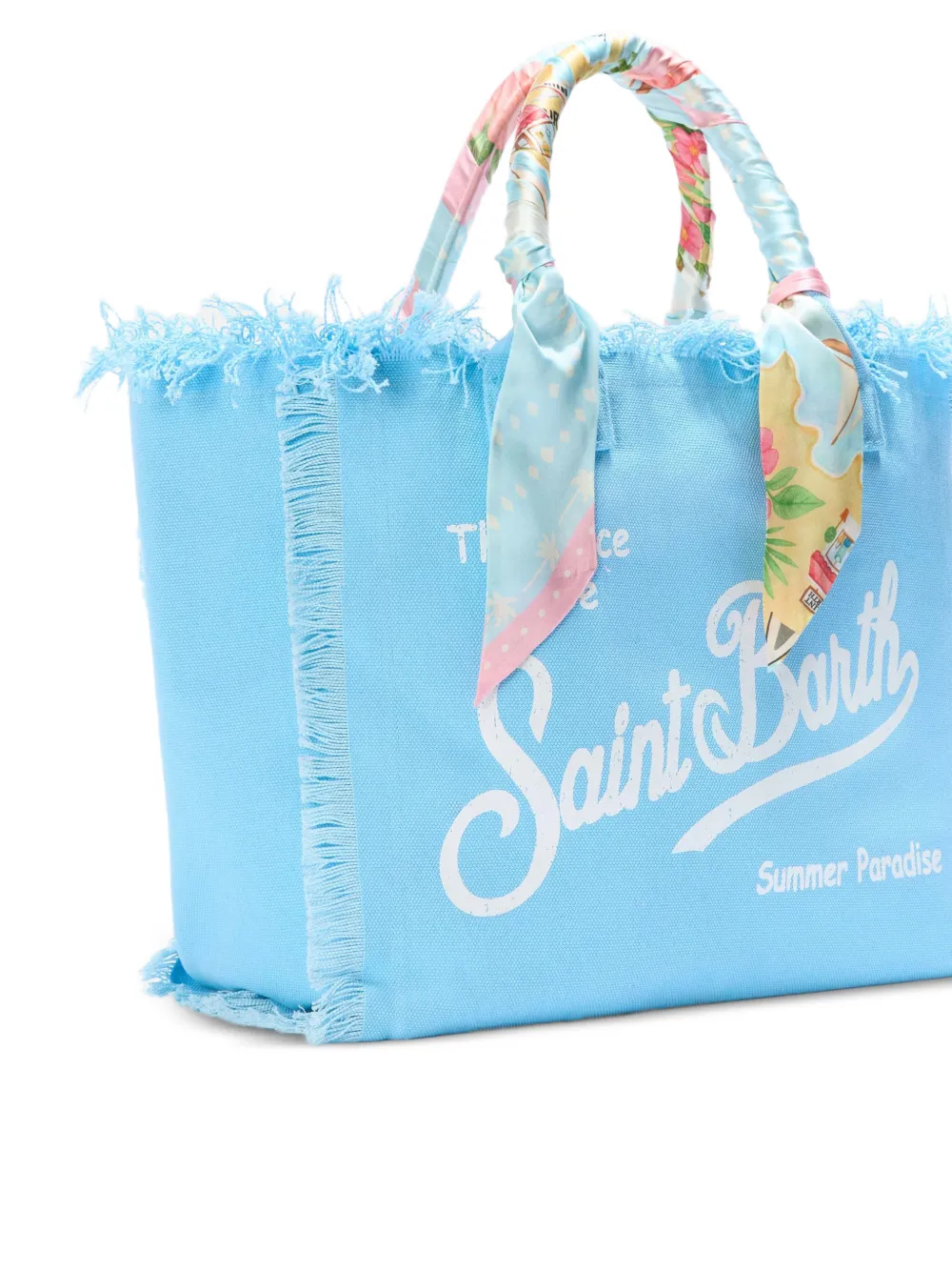 MC2 Saint Barth Vanity shopper verfraaid met sjaal en franje Blauw