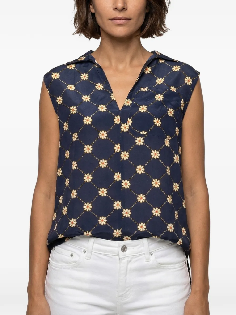 Marni Ärmelloses Hemd mit Blumenprint - Blau