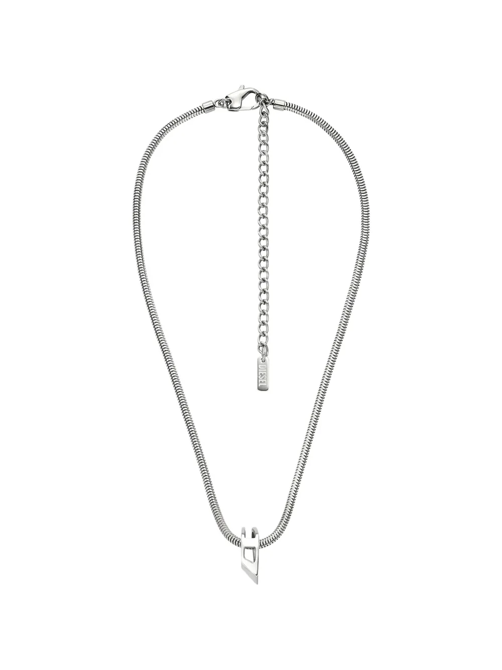 Diesel D-logo snake-chain necklace - Argento