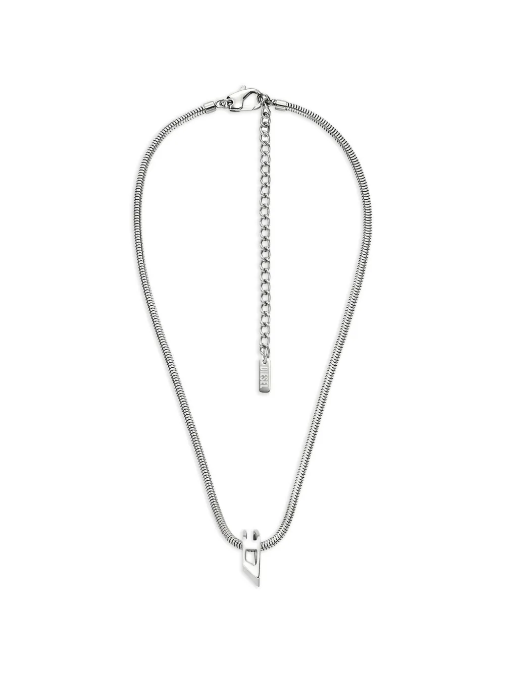 Diesel D-logo snake-chain necklace - Argento