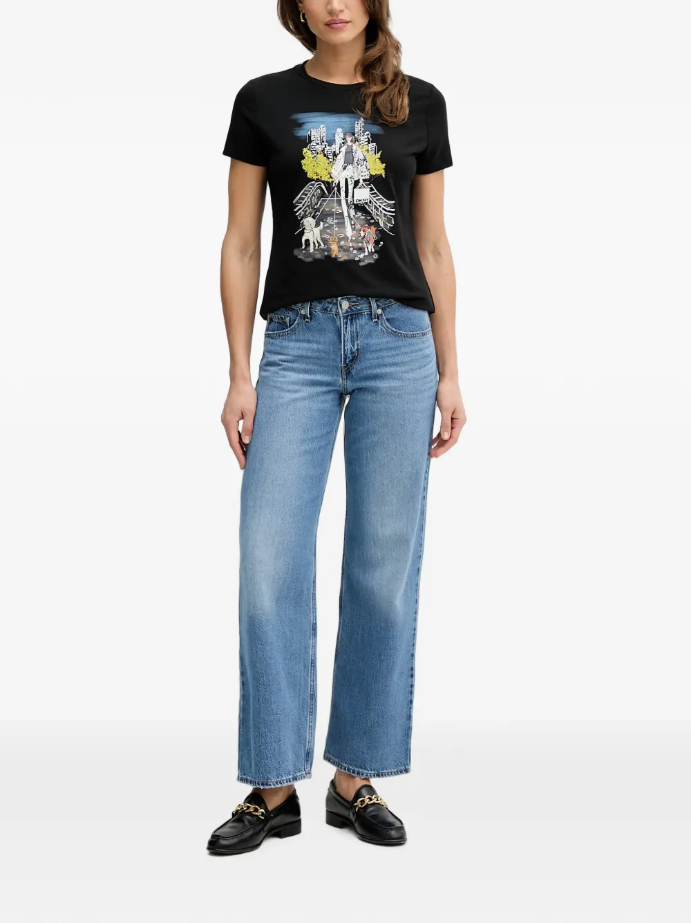 DKNY T-shirt met print Zwart