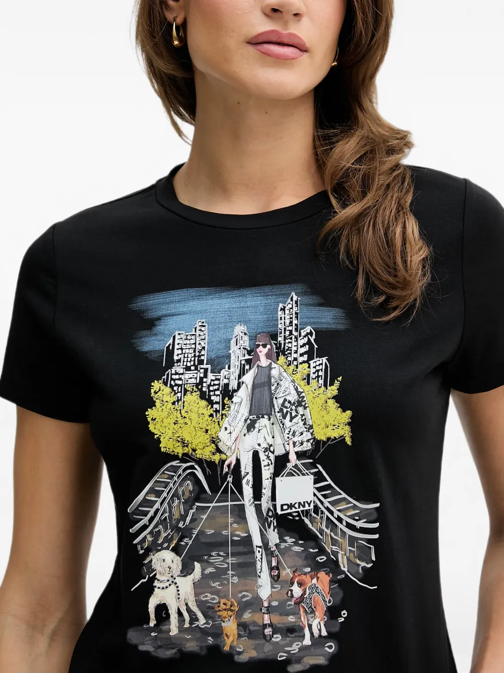 DKNY T-shirt met print Zwart