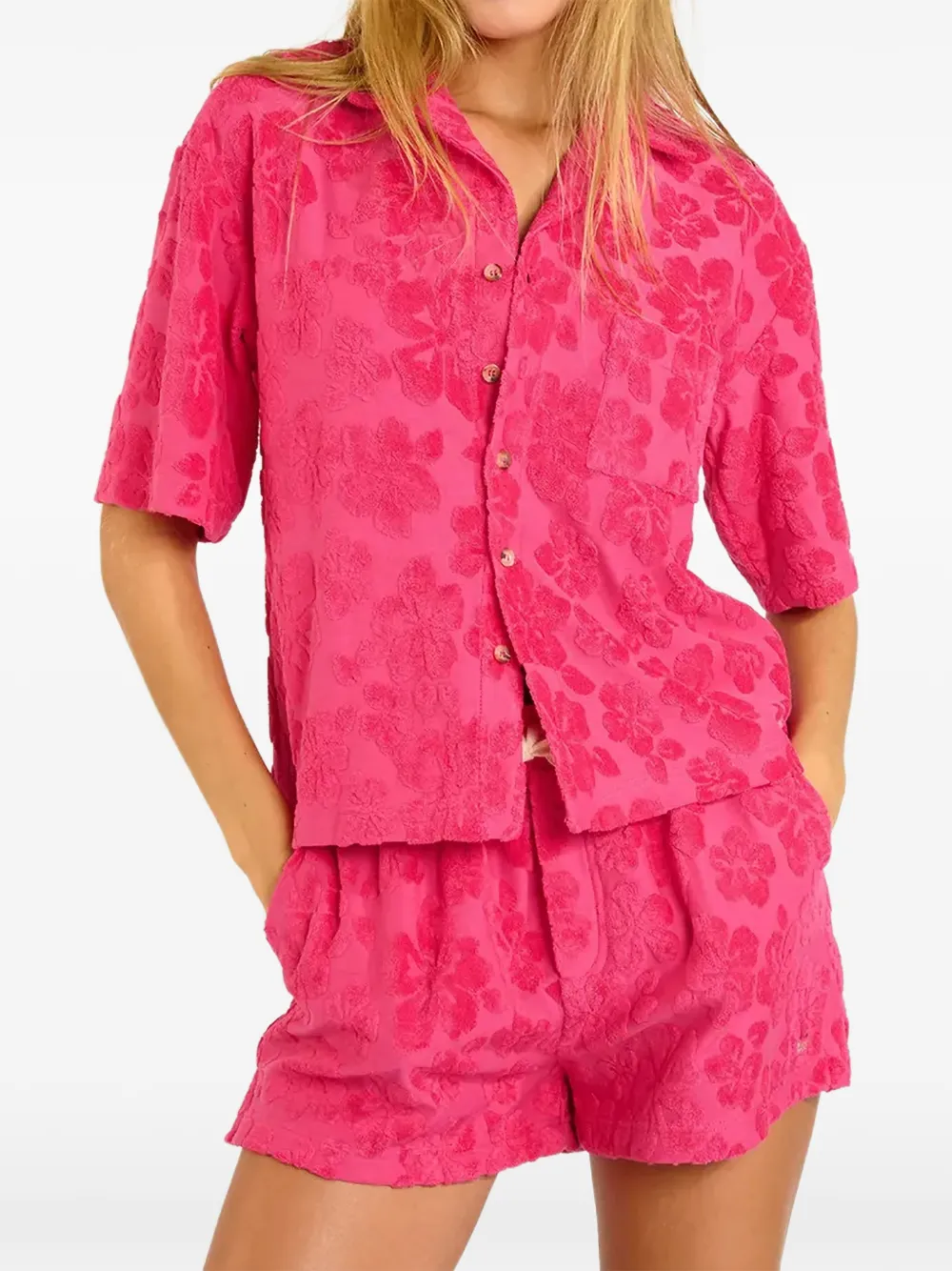 BANANA MOON floral-pattern terry-cloth shirt