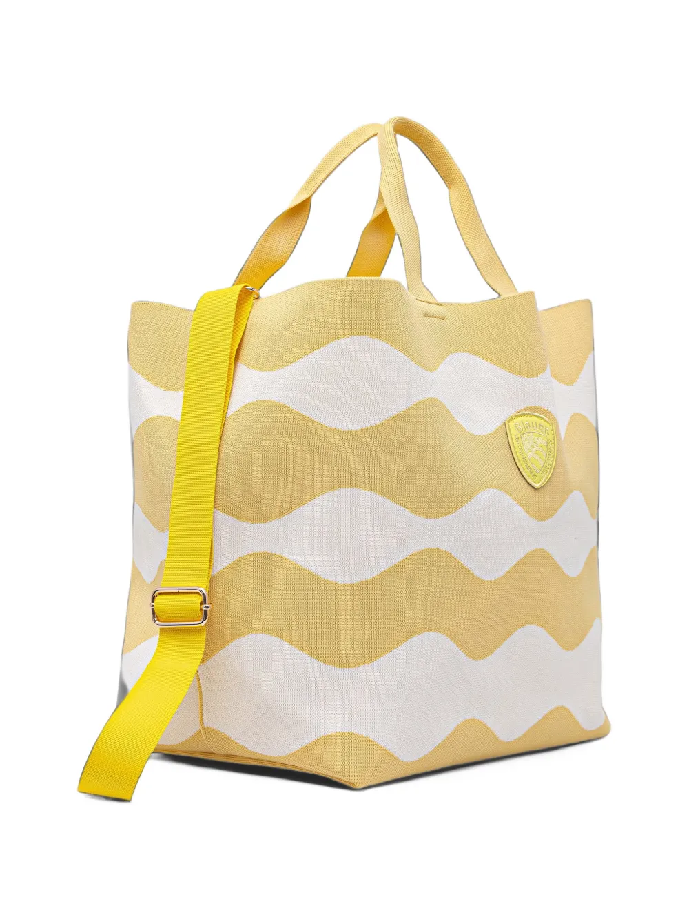 Blauer wave-pattern logo-patch tote bag Geel