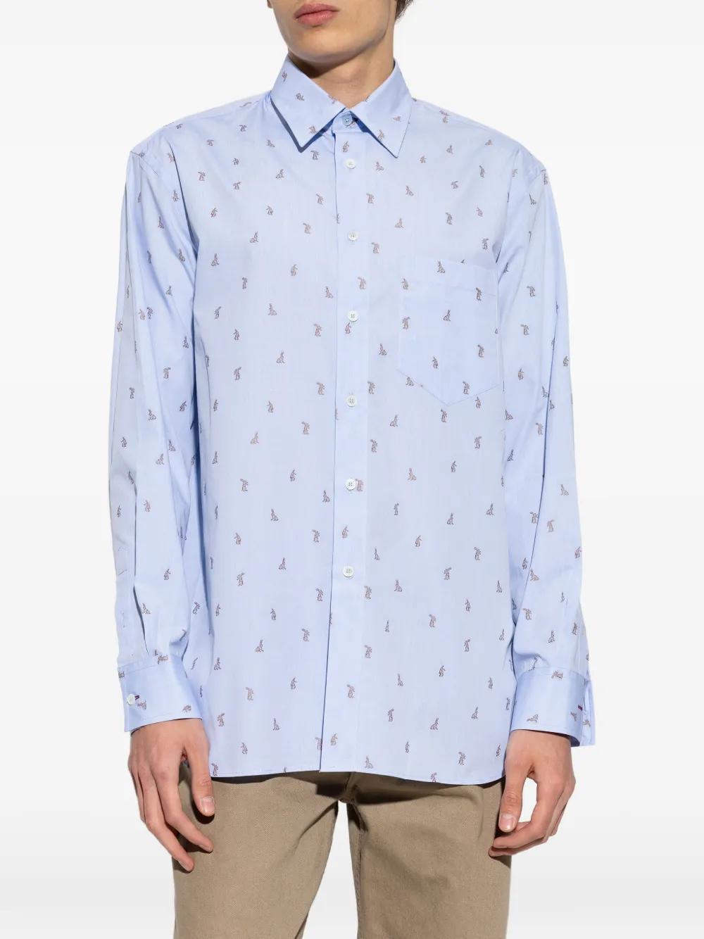 Paul Smith Overhemd met lange mouwen en konijnprint Blauw