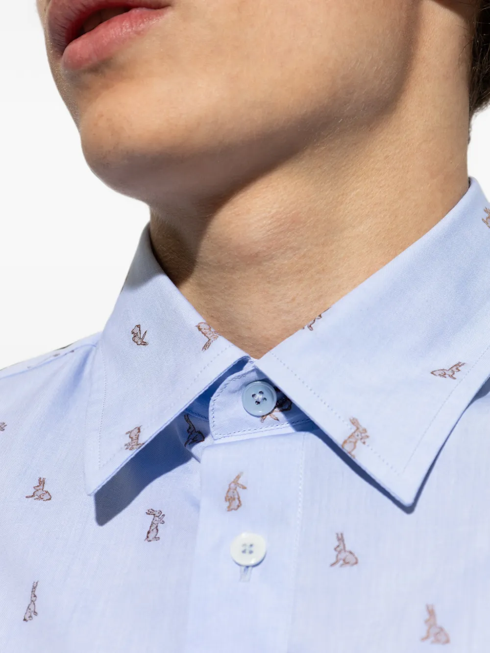 Paul Smith Overhemd met lange mouwen en konijnprint Blauw