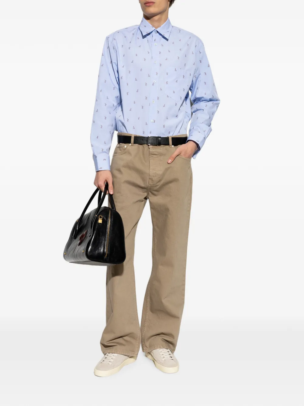 Paul Smith Overhemd met lange mouwen en konijnprint Blauw