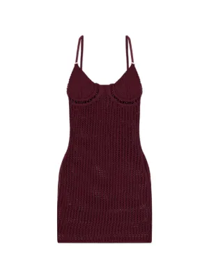 the attico crochet dress The Attico Women's Crochet Knitted Dress in Red/Fuchsia/Wine The Attico
