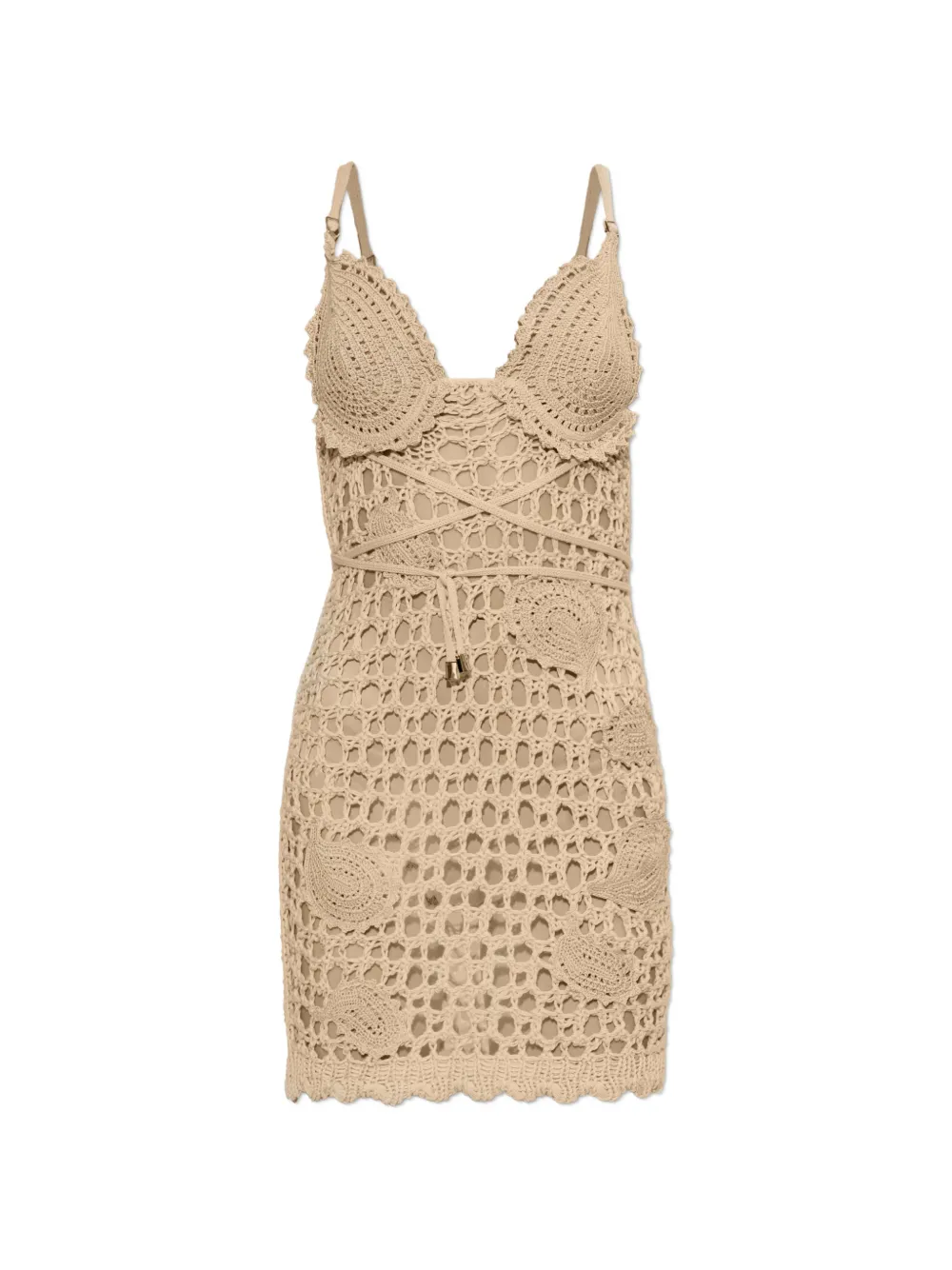 The Attico crochet-knit mini dress - Toni neutri