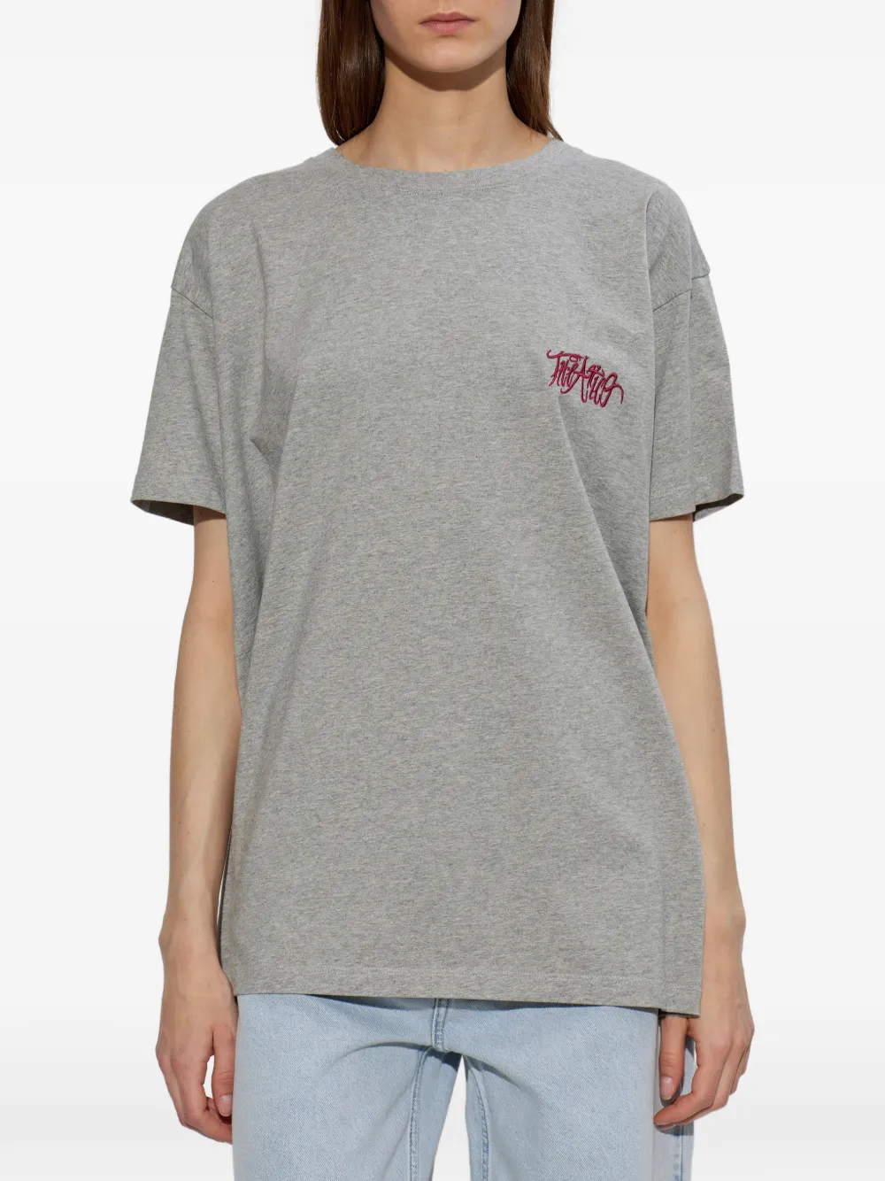 The Attico T-shirt met geborduurd logo Grijs