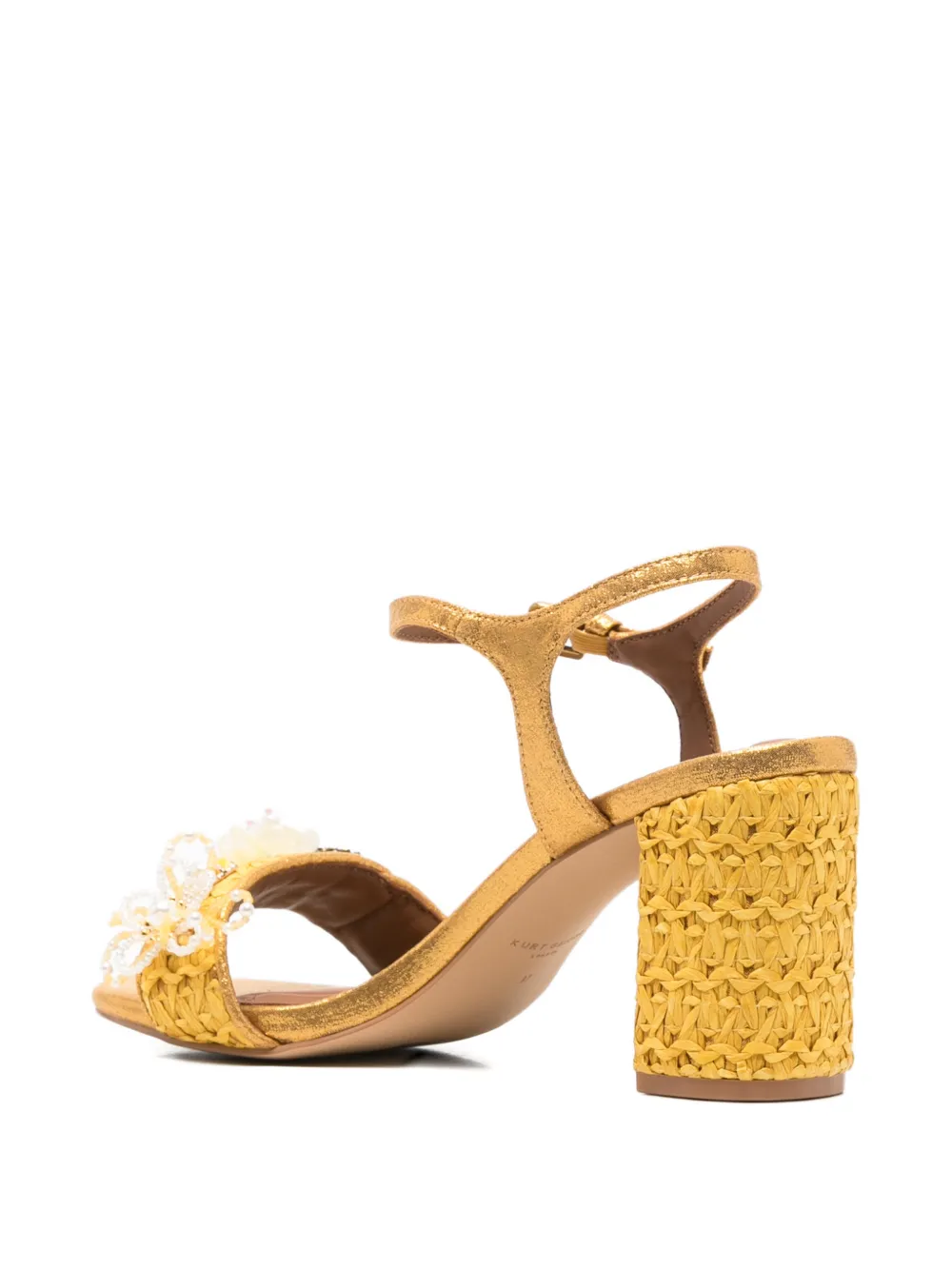 Kurt Geiger London Eagle-head raffia-effect sandals Geel