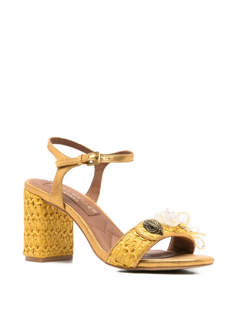 Kurt Geiger London Eagle-head raffia-effect sandals Geel