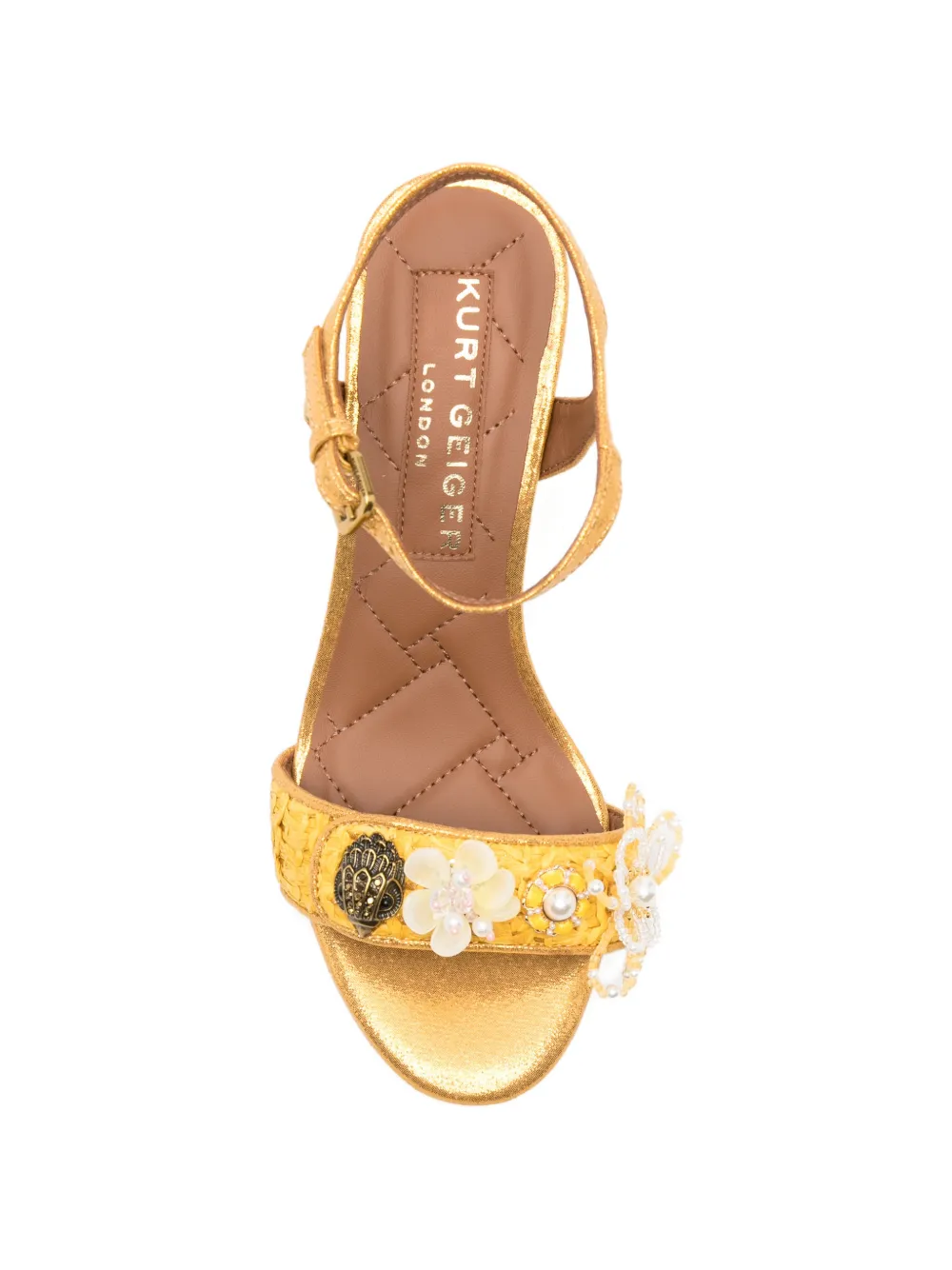 Kurt Geiger London Eagle-head raffia-effect sandals Geel