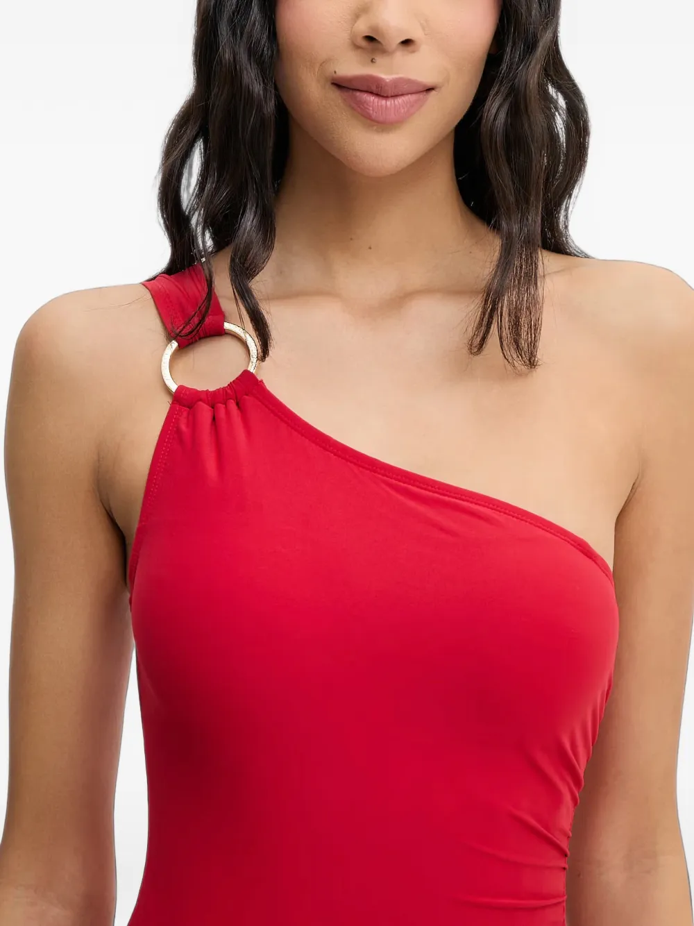 Michael Kors Asymmetrisch badpak met ringdetail Rood