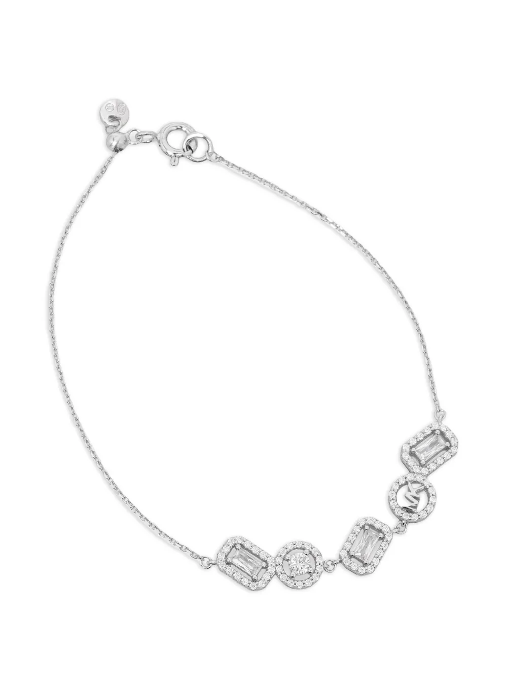 Michael Kors cubic zirconia logo-plaque bracelet - Argento