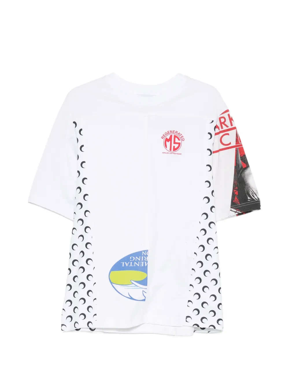 Marine Serre graphic-print panelled T-shirt - Bianco