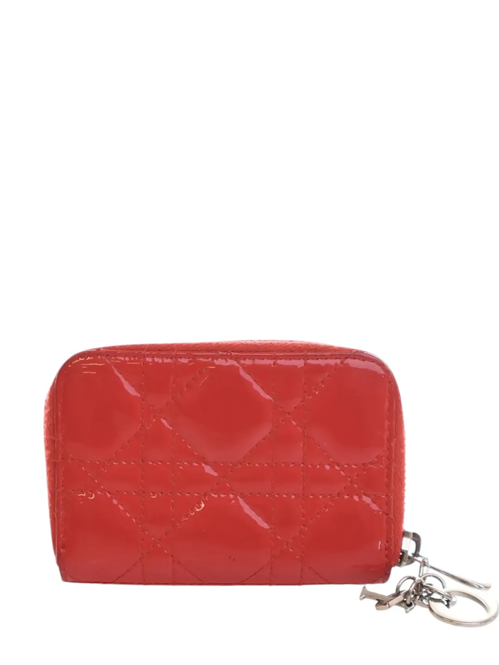 Christian Dior Pre-Owned 2014 Small Patent Cannage Lady Dior Voyageur Purse coin pouch - Rot