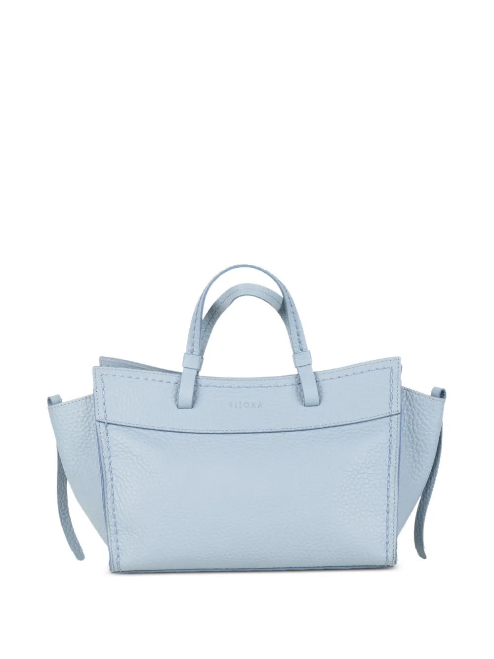 VISONA` grained leather tote bag - Blu