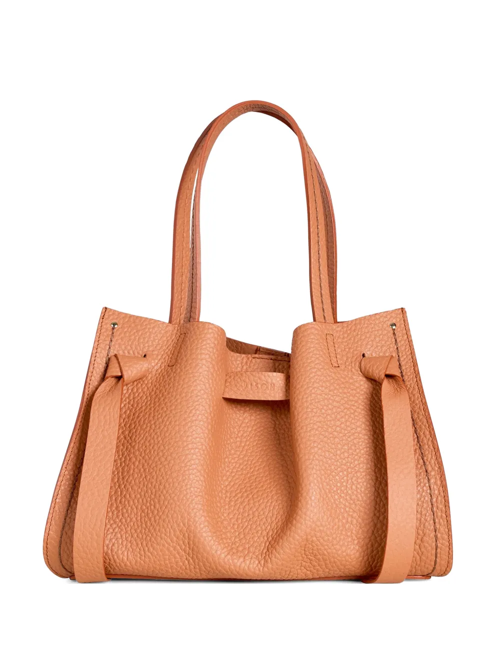 VISONA` Vittoria Blush pebbled knotted tote bag - Arancione