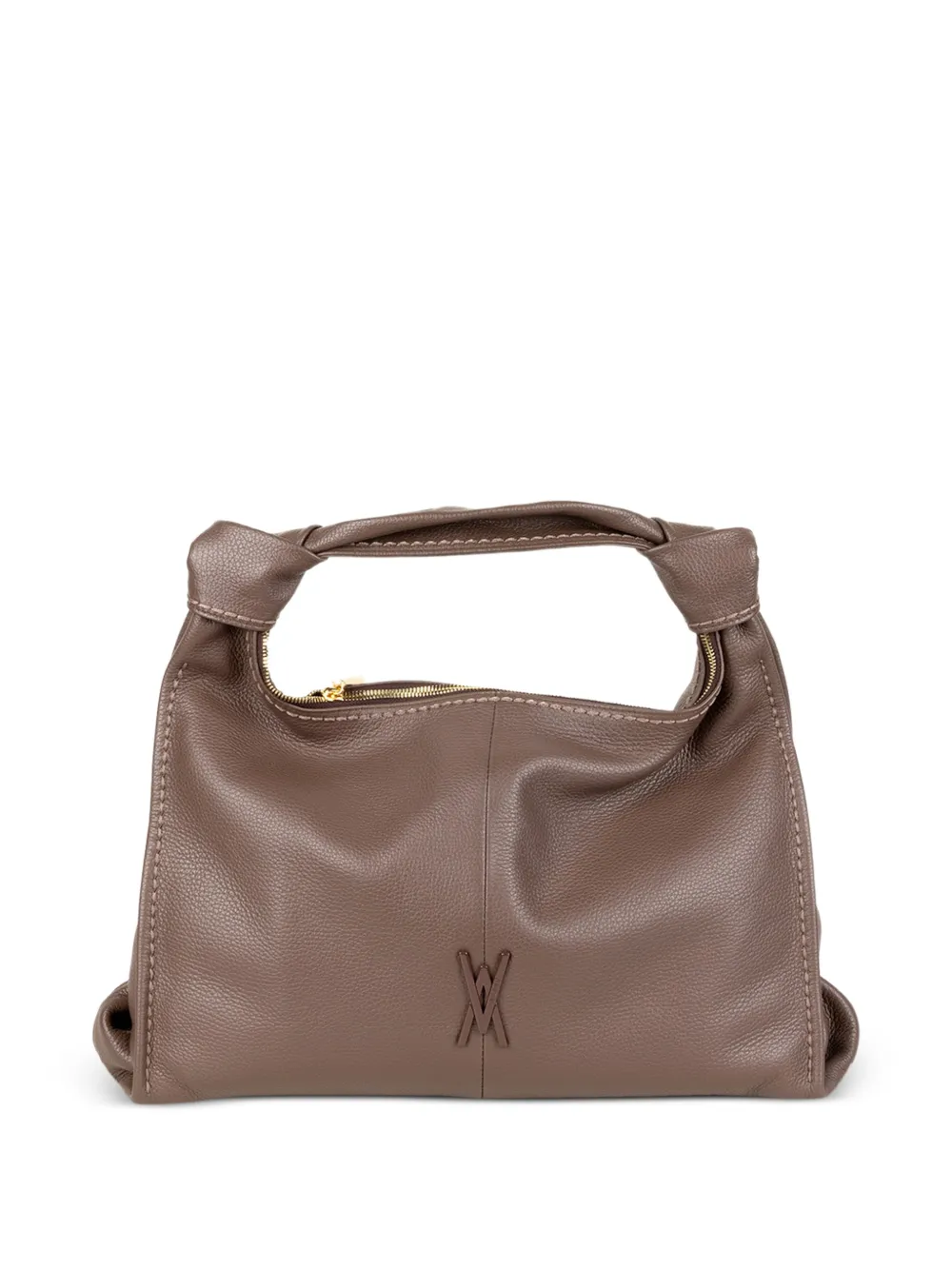 VISONA` knotted-handle leather clutch bag - Toni neutri