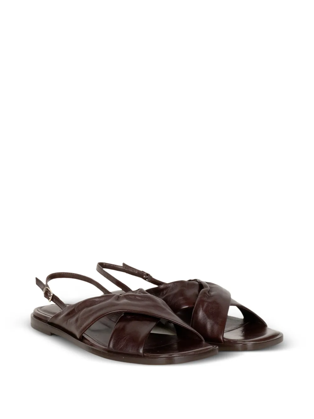 GUGLIELMO ROTTA Tibs Crisscross crossover leather sandals Bruin