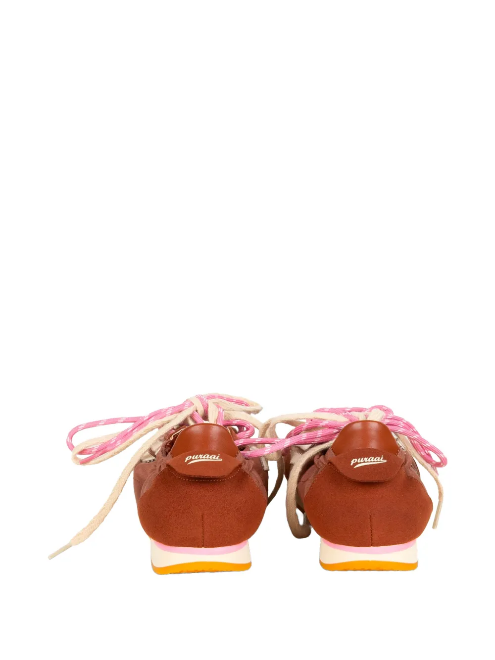 Puraai Panther Brownie suede-panelled logo-patch sneakers Bruin
