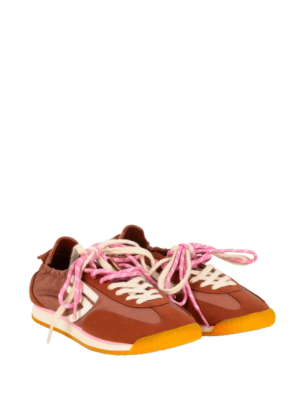 Puraai Panther Brownie suede-panelled logo-patch sneakers Bruin