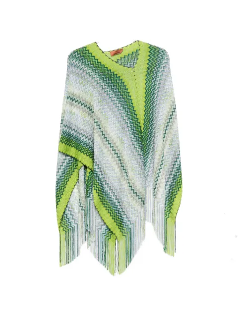 Missoni zigzag-knit fringed poncho