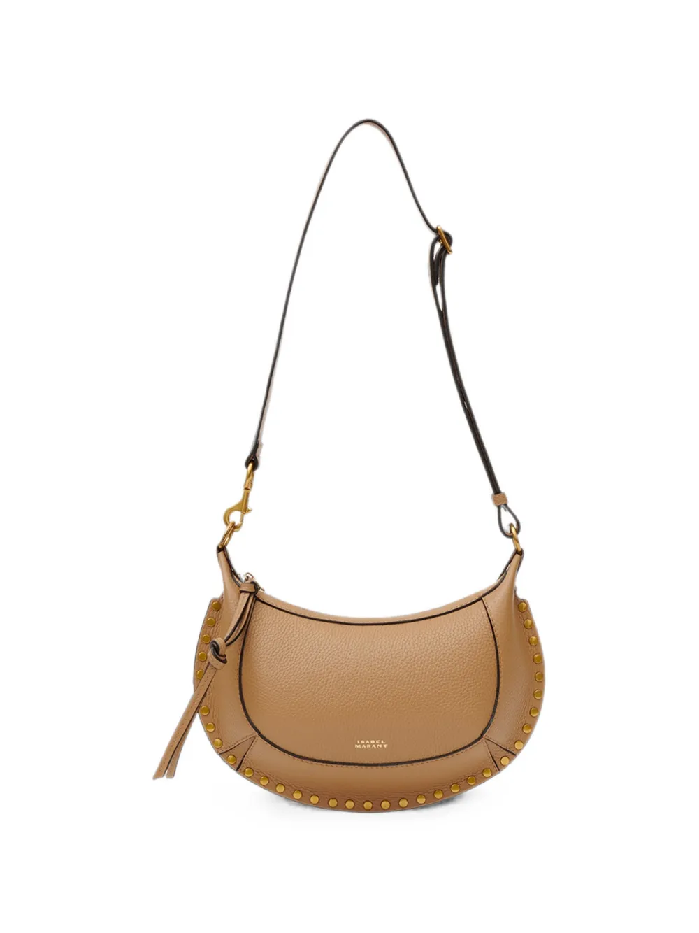 ISABEL MARANT Oskan Moon leren schoudertas met studs Beige